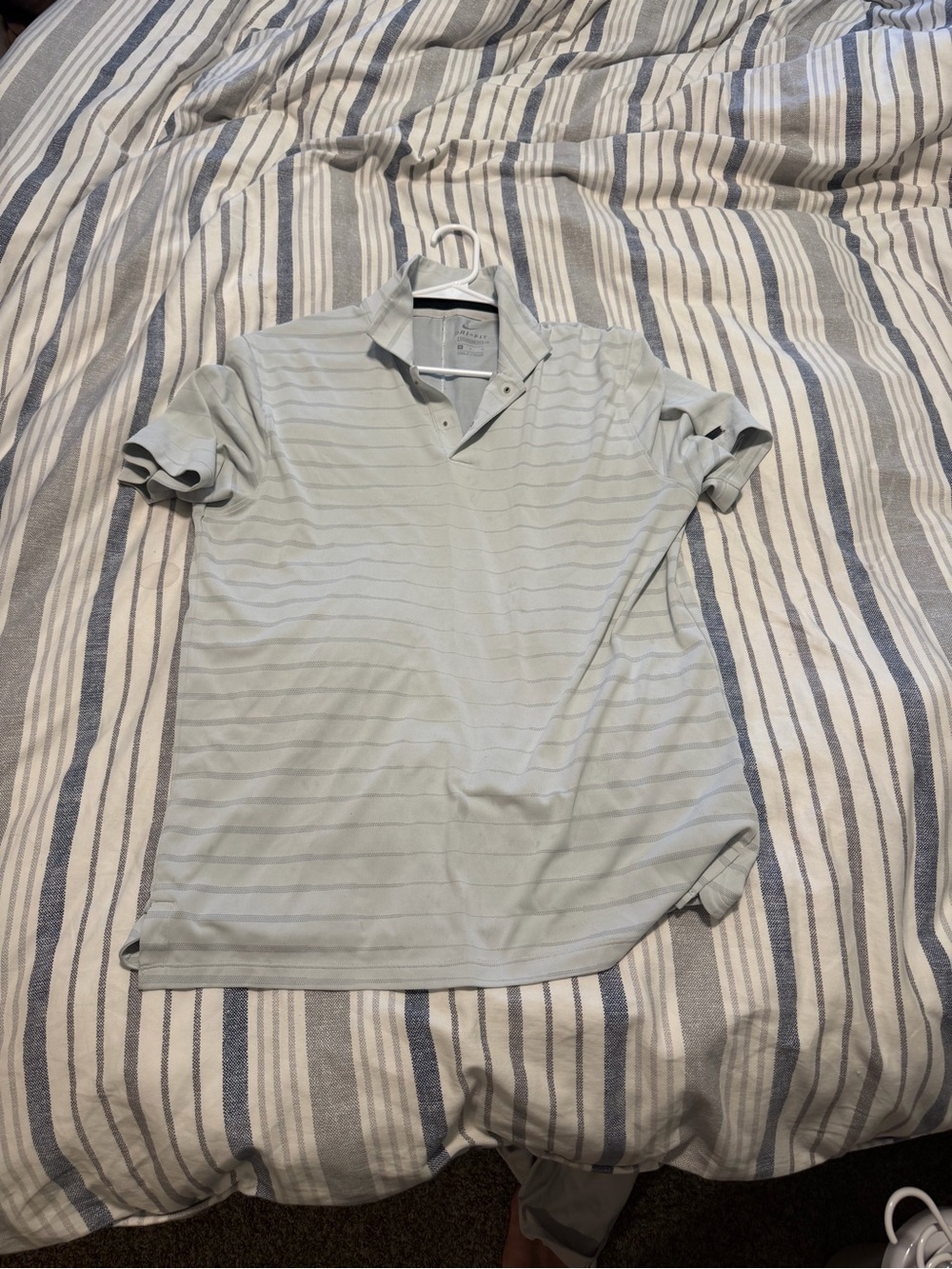 Light Gray Striped Men's Polo Shirt Nike Tiger Woods